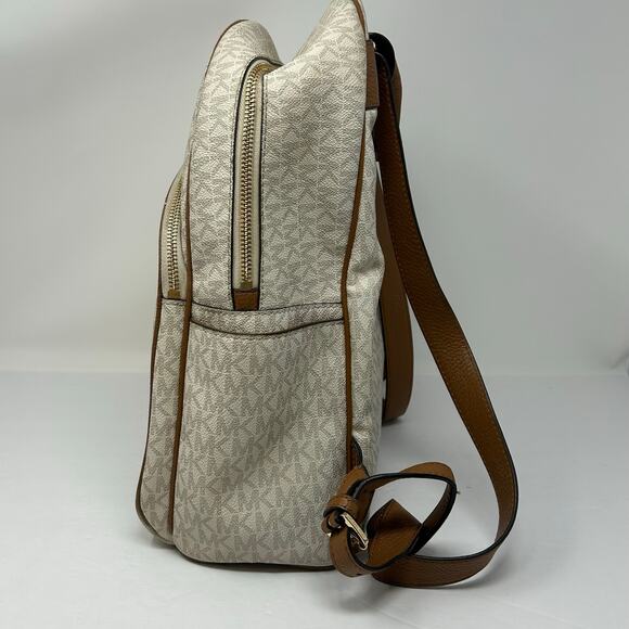 Michael Kors Backpack Rucksack Beige Brown 35F8GAYB7B School Travel Luxury - Picture 3 of 16